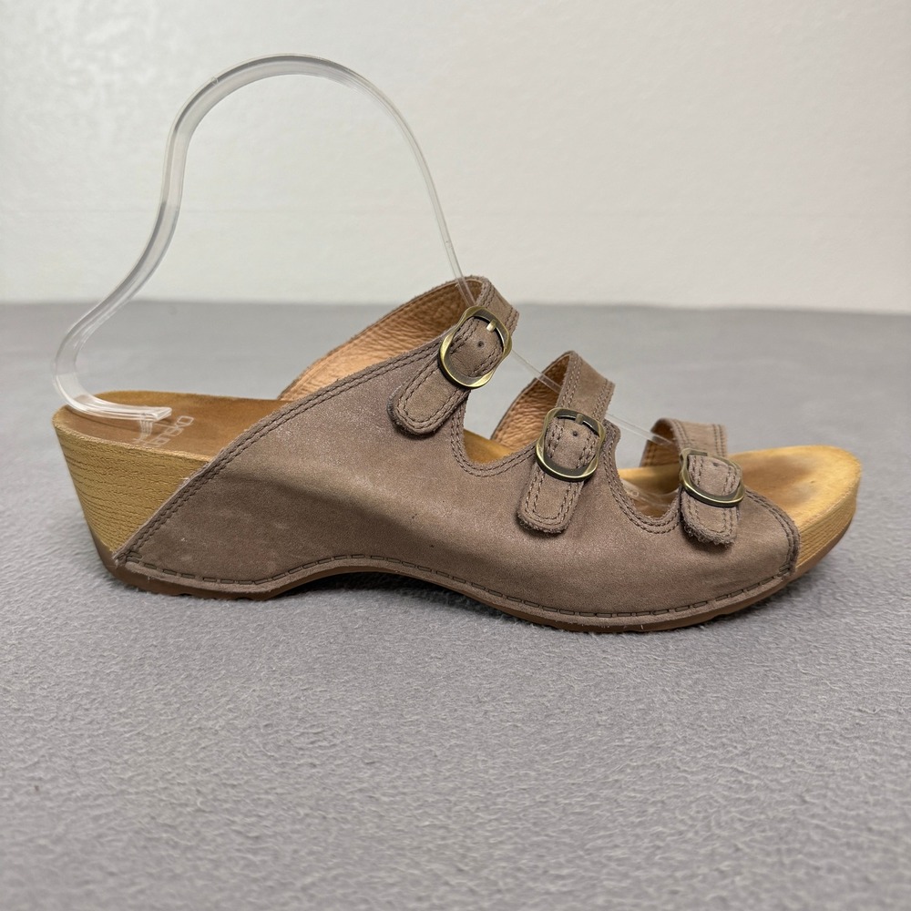 Dansko Sandals Womens 42 11.5-12US Brown Leather Tarin Buckle Strap Wedge Mules